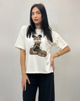 T-shirt over con stampa