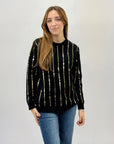Pullover morbido con strisce di paillettes