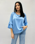 Maglia in raso con maniche campana