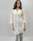 Camicia lunga in cotone con scollo coreana