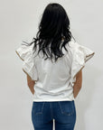 T-shirt in cotone con maniche a volant