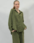 Camicia a righe in lino lunga premium