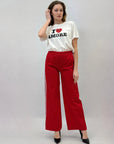 Pantaloni dritti con dettaglio laterale