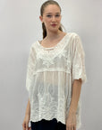 Maglia mezza manica con ricamo