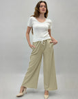 Pantaloni a righe con dettaglio elastico in vita