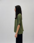 Camicia con scollo alla coreana stampa righe