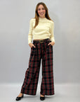 Pantaloni Palazzo Scozzesi a Quadri – Vita Alta e Gamba Larga