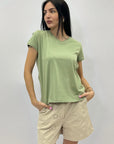 T-shirt tinta unita taglia grande con scollo a V