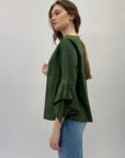Maglia in lino maniche volant