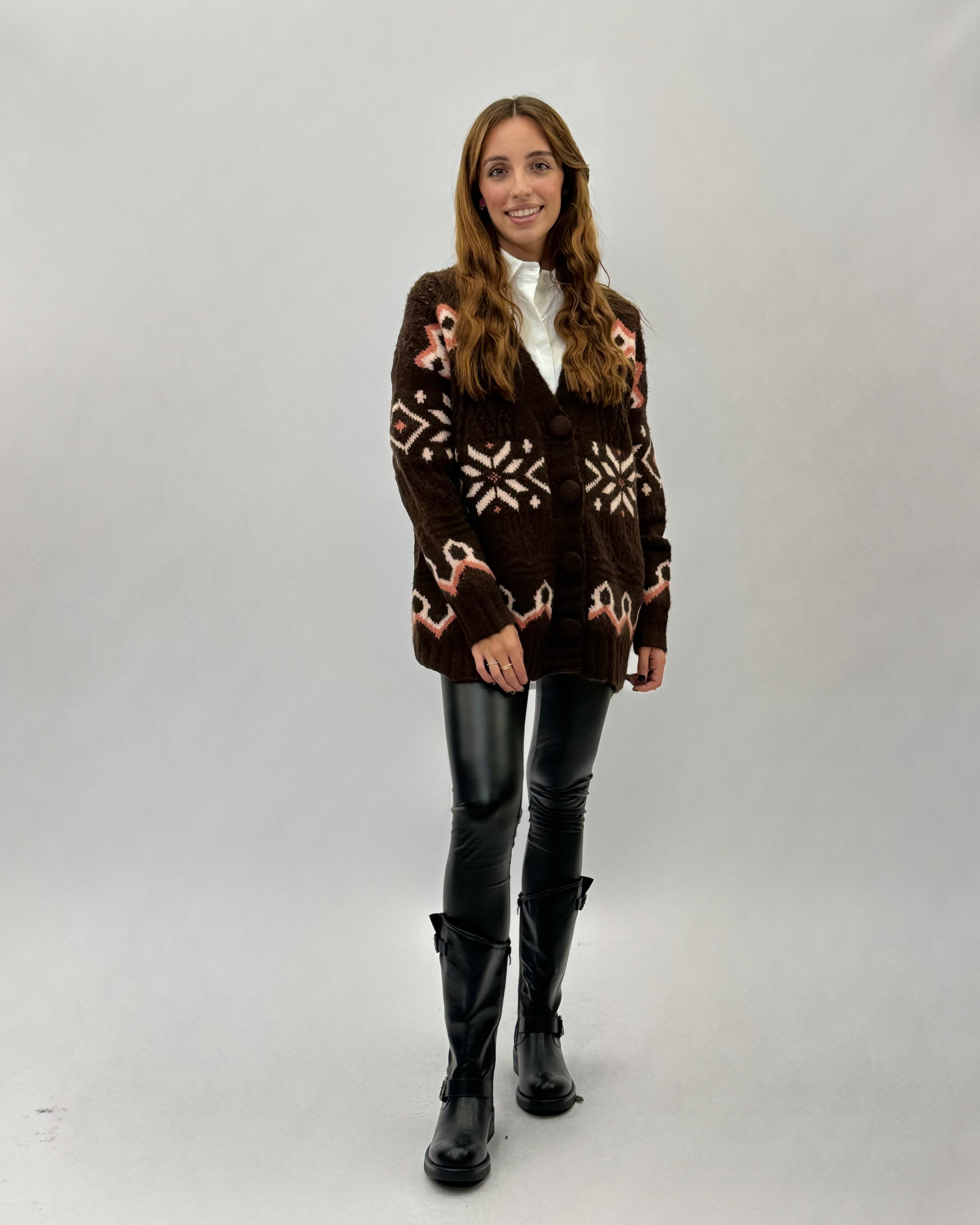 Cardigan pesante con stampa
