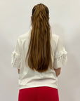 T-shirt in cotone con maniche in pizzo sangallo