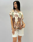 Maglia comoda con fantasia palma