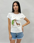 T-shirt in cotone fantasia bimba con cane