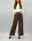 Pantaloni a palazzo in pelle sintetica