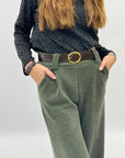Pantaloni in velluto a palazzo con cintura