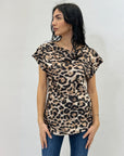 Maglia in raso con stampa maculata