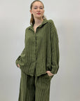 Camicia a righe in lino lunga premium