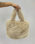 Borsa shopper in ecopelliccia con tracolla