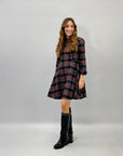 Abito tartan con gonna ampia
