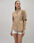 Camicia a righe scollo alla coreana