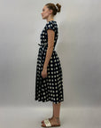 Abito in cotone midi con fantasia