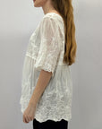 Maglia mezza manica con ricamo