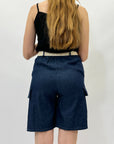 Pantaloncini denim cargo con cintura
