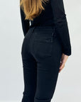 Pantaloni jeans mini flare neri in cotone