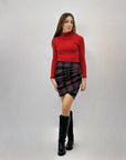 Gonna tartan con drappeggio