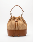 Secchiello in rafia con dettagli effetto pelle – compatto e versatile