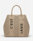 Shopper in tessuto strutturato con dettagli lettering