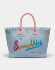 Borsa Summer Vibes in tessuto con ricami decorativi