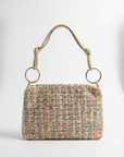 Borsa a mano in tessuto bouclé con dettagli anello