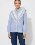 Camicia a righe con pizzo