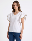 T-shirt in cotone con maniche a volant