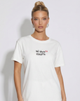 T-shirt in cotone con ricamo "mi sento esaurita"