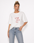 T-shirt in cotone con ricamo "mi mandi fuori di testa"