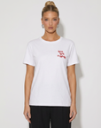 T-shirt in cotone con ricamo "pensa prima di parlare"