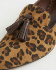 Mocassini animalier con nappine in eco camoscio