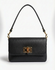 Borsa a spalla in vera pelle con chiusura decorativa