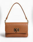 Borsa a spalla in vera pelle con chiusura decorativa