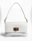 Borsa a spalla in vera pelle con chiusura decorativa