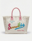 Borsa Summer Vibes in tessuto con ricami decorativi