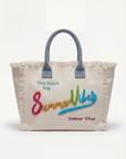 Borsa Summer Vibes in tessuto con ricami decorativi
