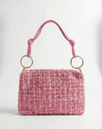 Borsa a mano in tessuto bouclé con dettagli anello