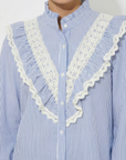 Camicia a righe con pizzo