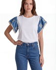 Maglia con ricami maniche a volant