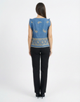 Maglia denim con ricami