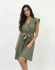 Abito in cotone con cintura foulard