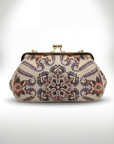Pochette Elegante con Chiusura Gioiello e Stampa Floreale